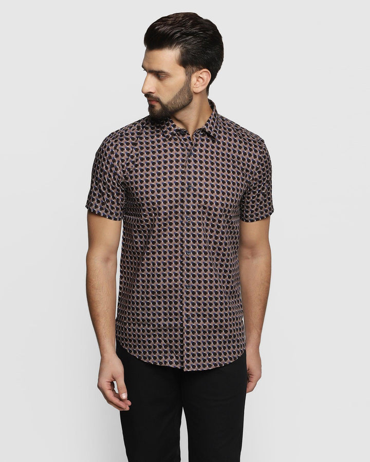 Formal Half Sleeve Beige Printed Shirt - Eloy