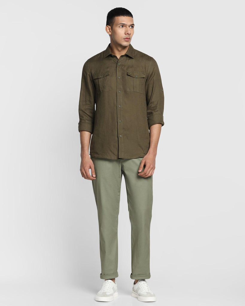 Straight B-90 Casual Olive Printed Khakis - Sulphur