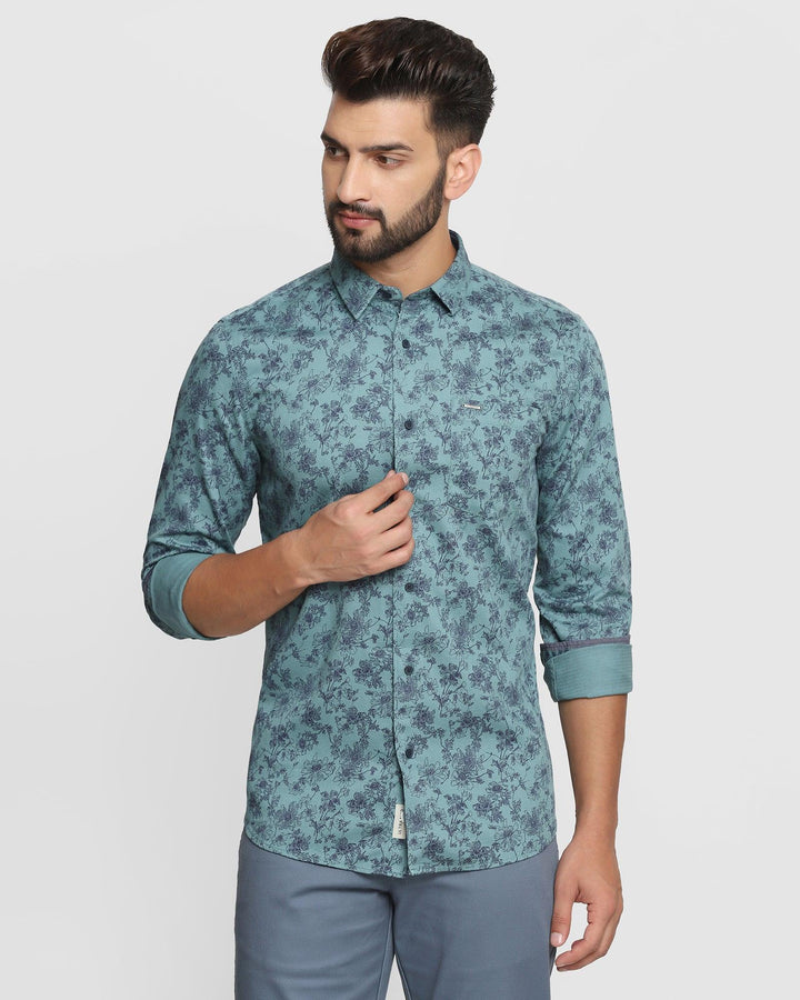 Casual Aqua Printed Shirt - Austin