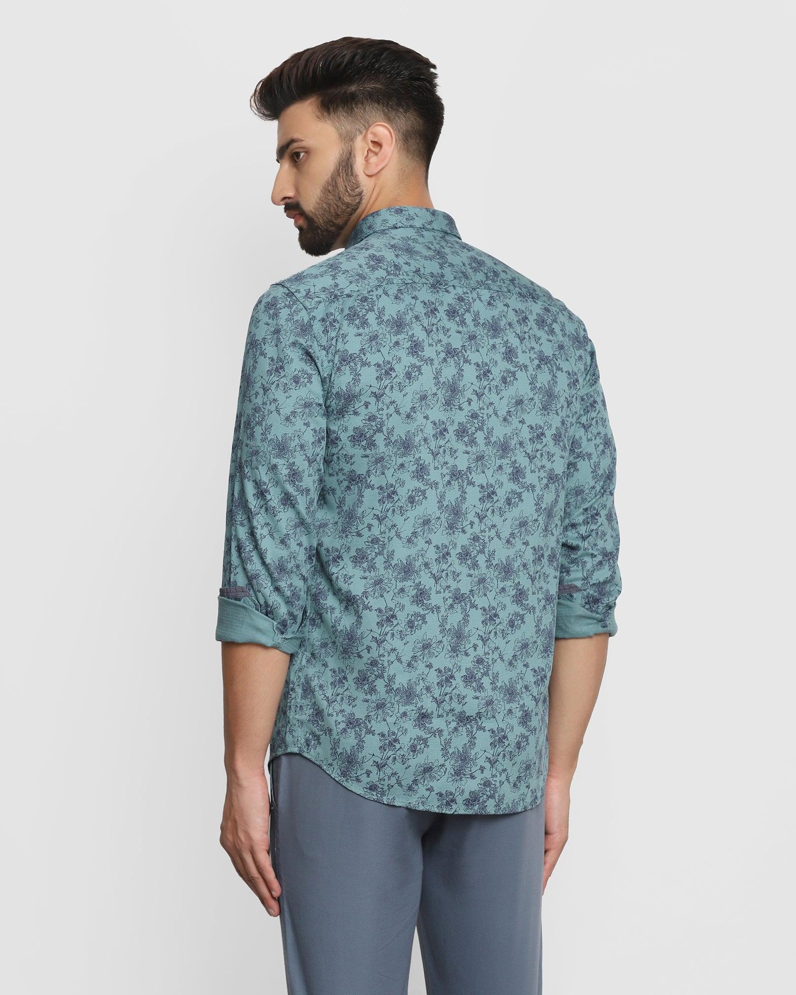 Casual Aqua Printed Shirt - Austin