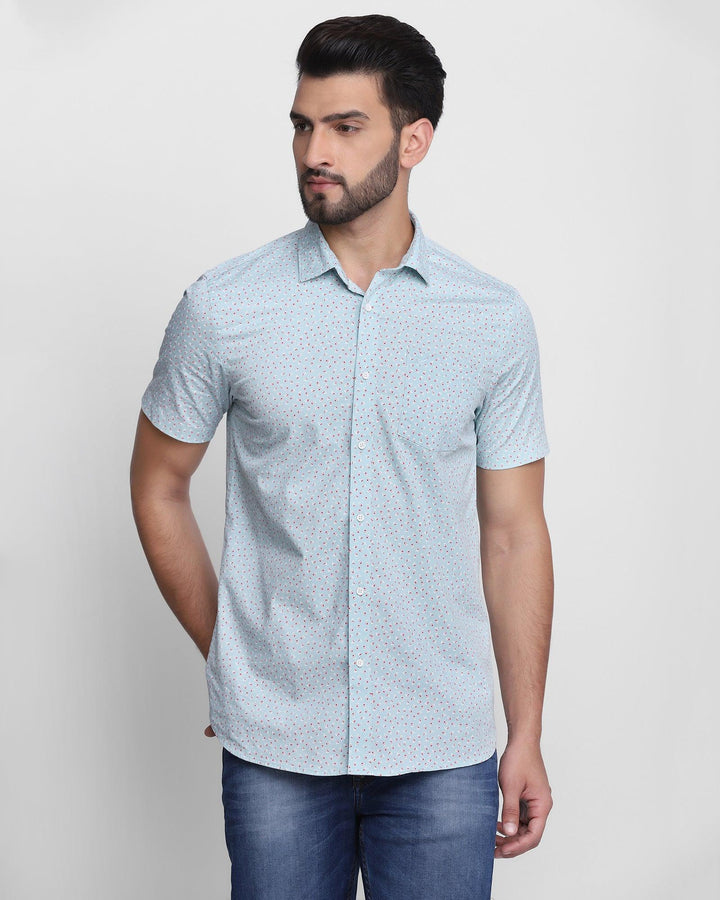 Casual Aqua Printed Shirt - Lingo