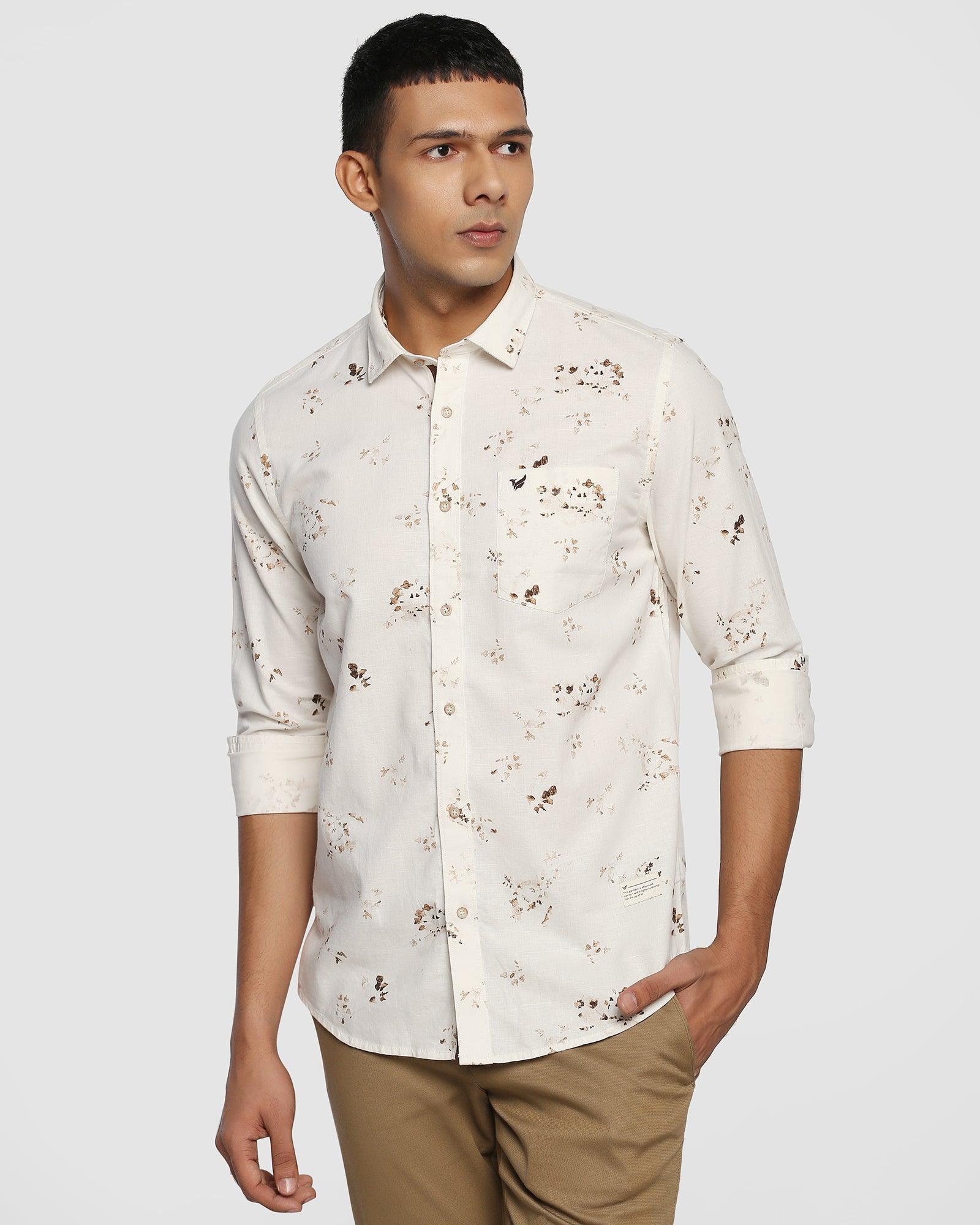 Casual Beige Printed Shirt - Santos