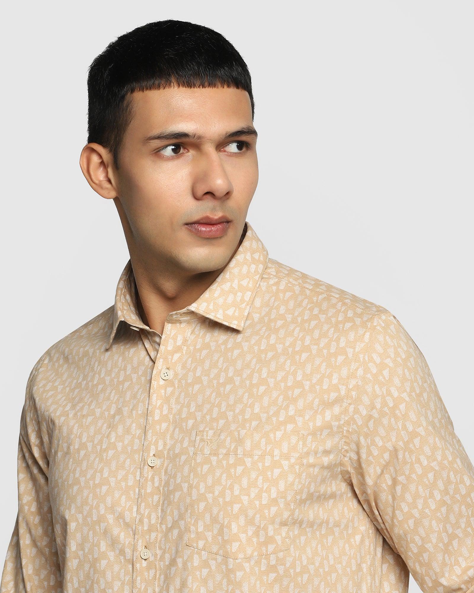 Casual Beige Printed Shirt - Tokyo