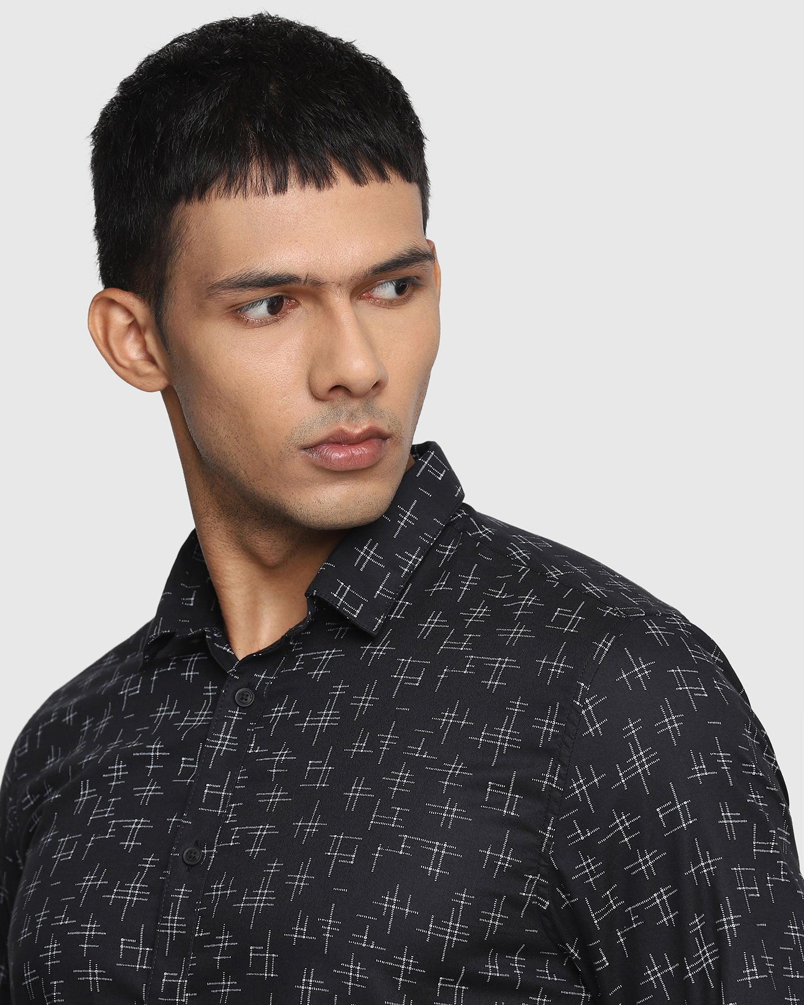 Casual Black Printed Shirt - Kortis