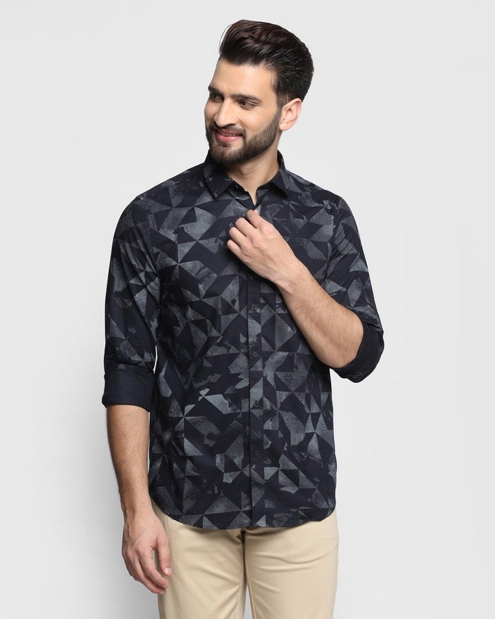 Casual Black Printed Shirt - Sherry