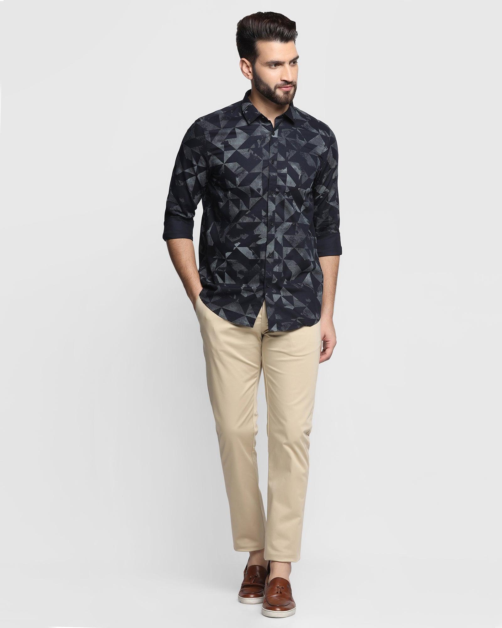 Printed Casual Shirt In Black (Sherry) - Blackberrys