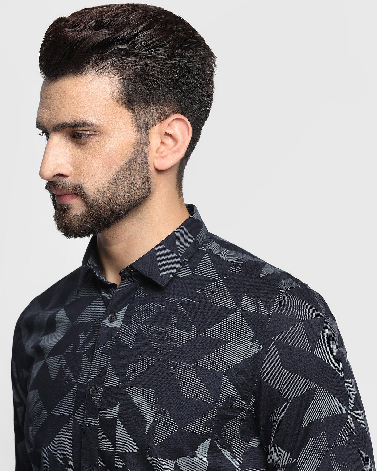 Casual Black Printed Shirt - Sherry