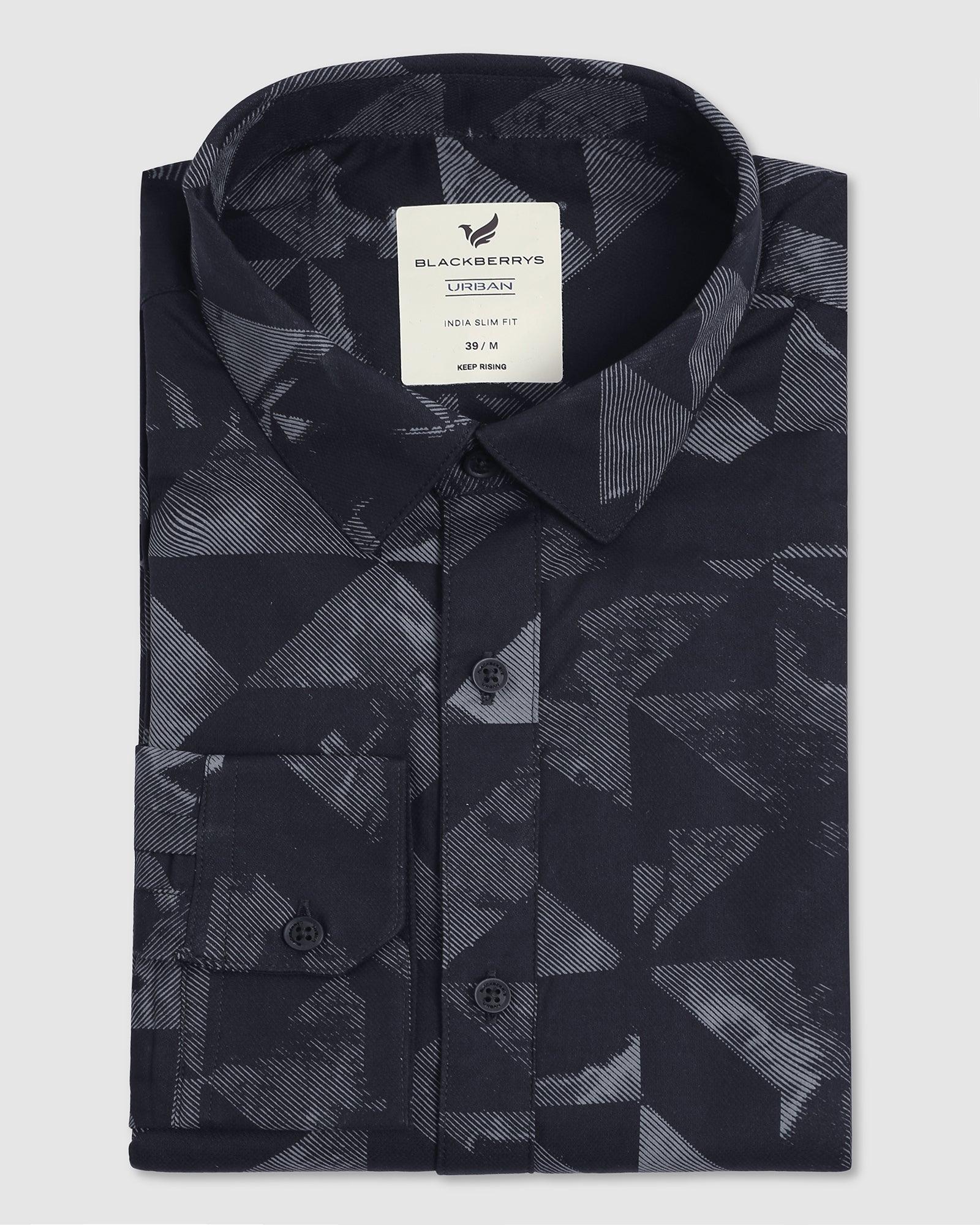 Printed Casual Shirt In Black (Sherry) - Blackberrys