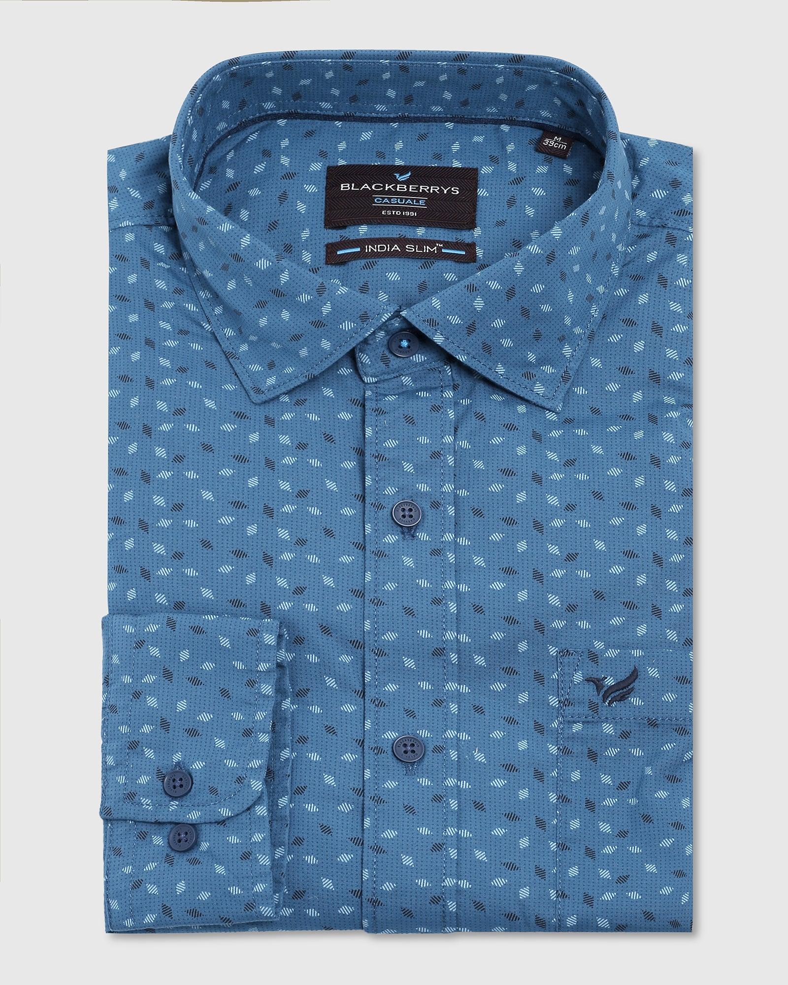 Casual Blue Printed Shirt - Riga