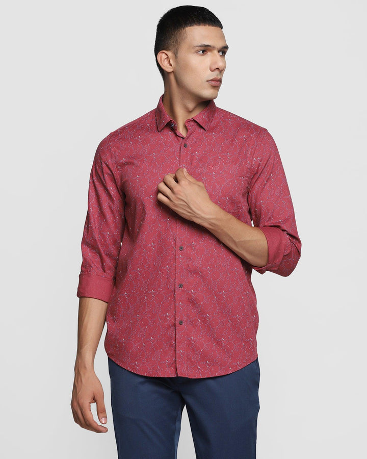 Casual Brick Red Printed Shirt - Mersin