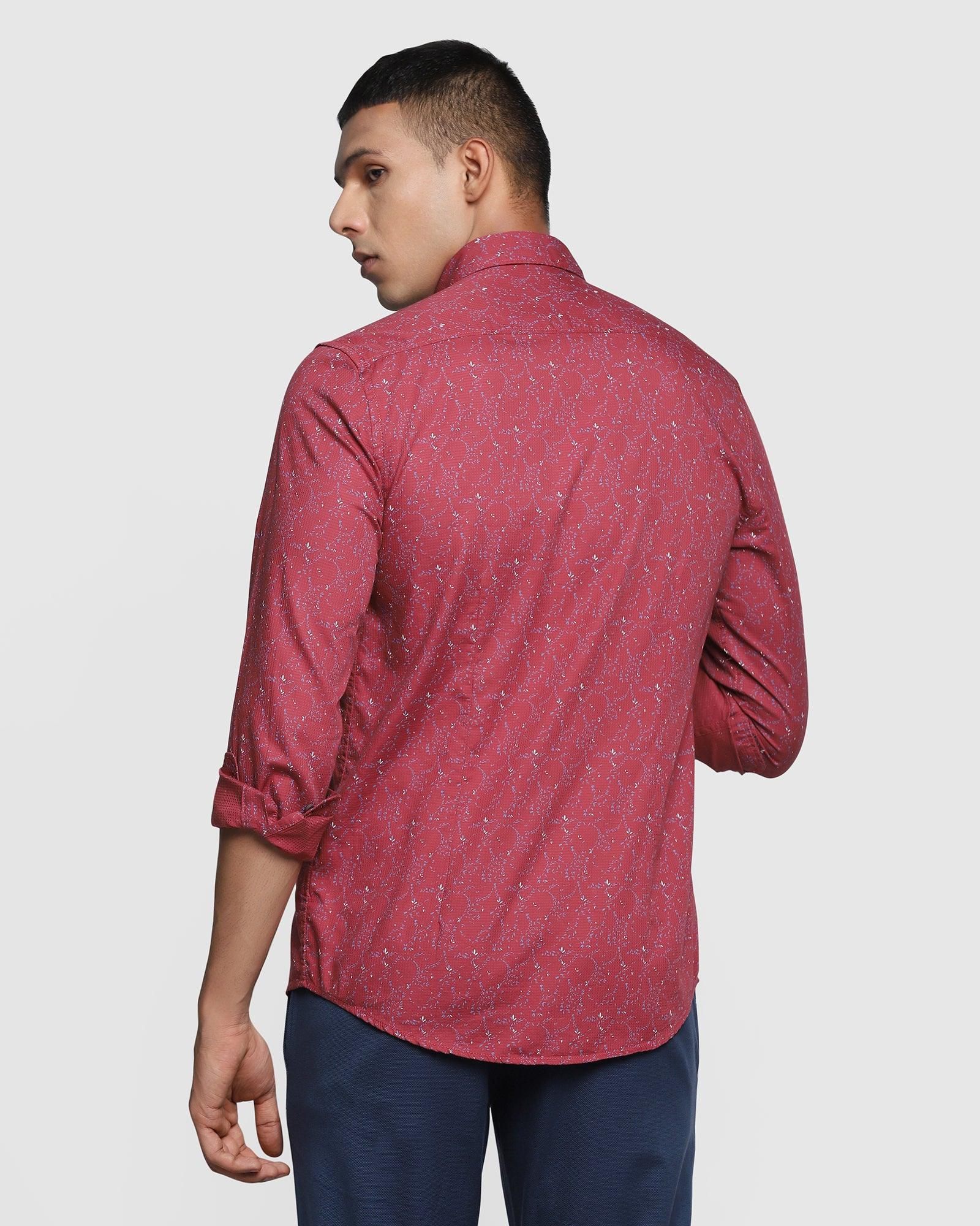 Casual Brick Red Printed Shirt - Mersin