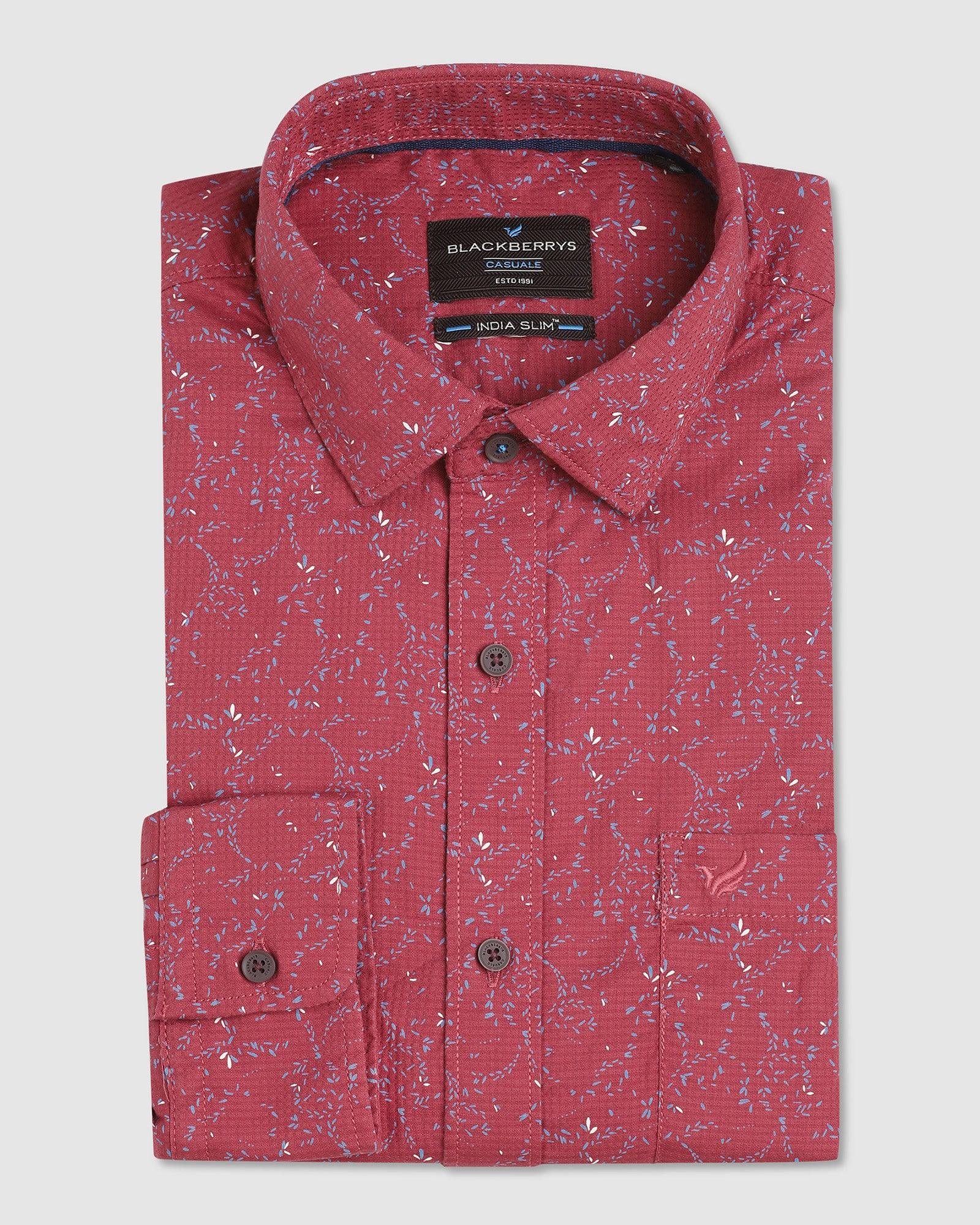 Casual Brick Red Printed Shirt - Mersin