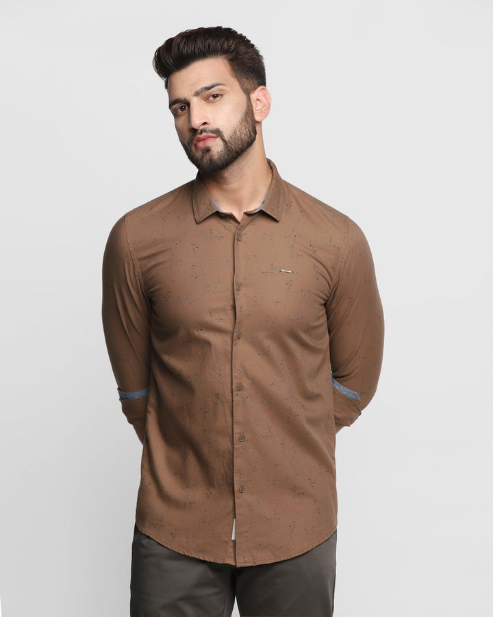 Casual Brown Printed Shirt - Yang