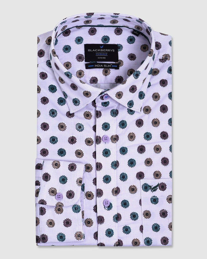 Casual Lilac Printed Shirt - Denki