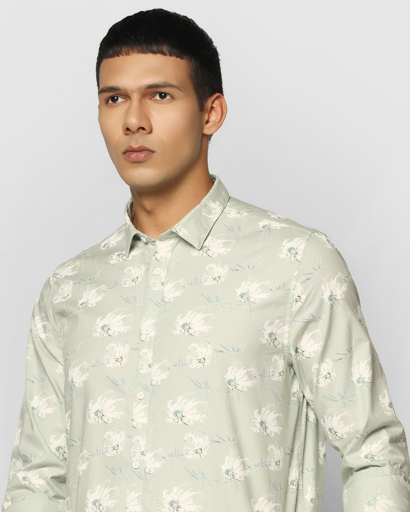 Printed Casual Shirt In Mint (Linz) - Blackberrys