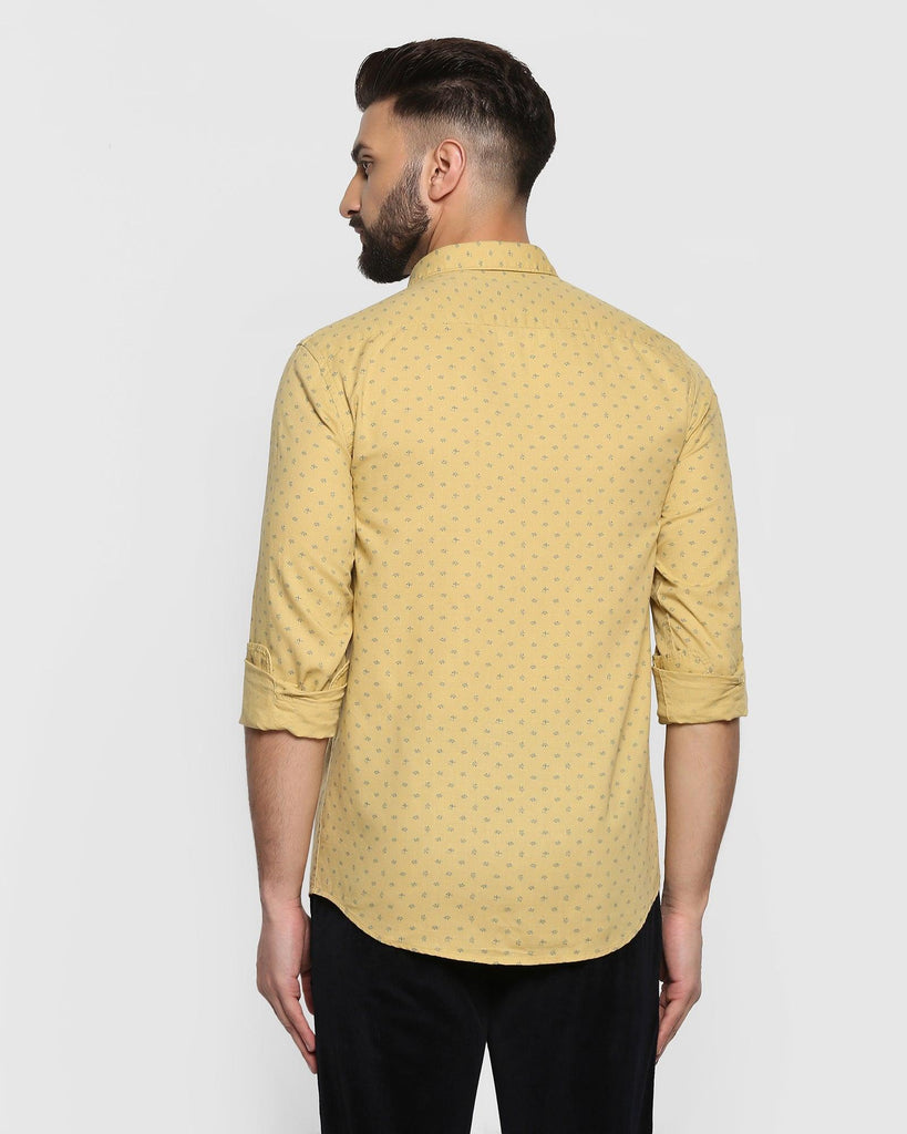 Linen Casual Ochre Printed Shirt - Uni