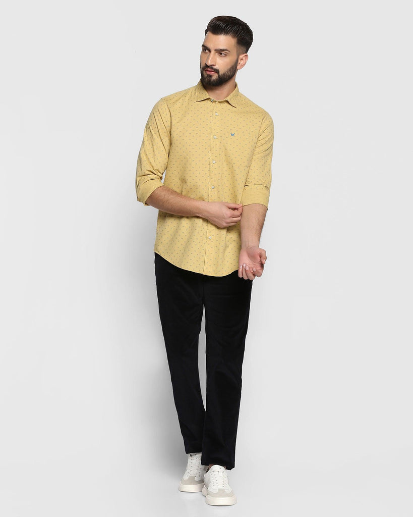 Linen Casual Ochre Printed Shirt - Uni