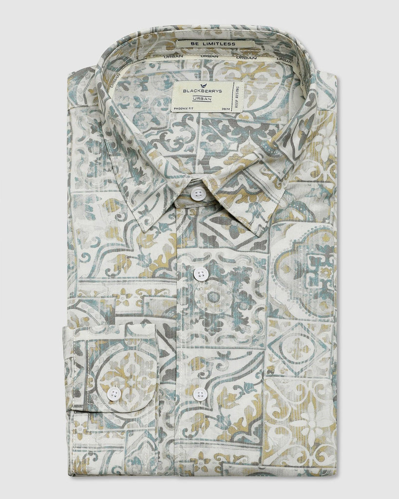 Casual Off White Printed Shirt - Knot