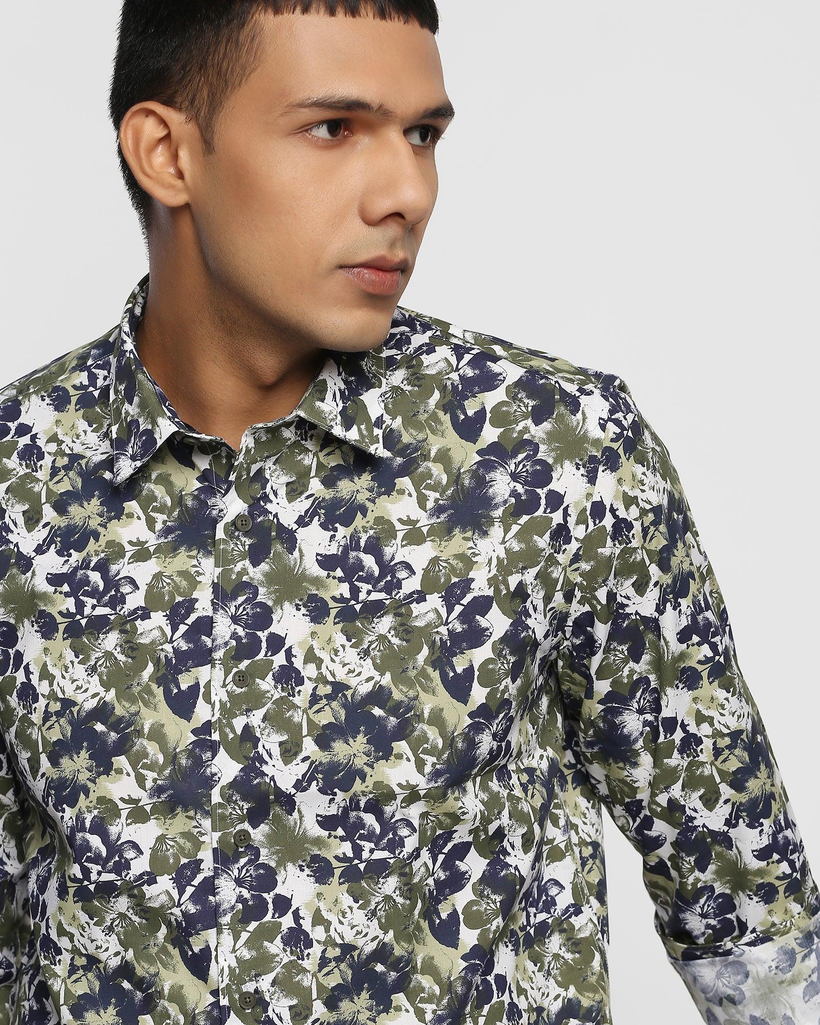 Casual Olive Printed Shirt - Deck