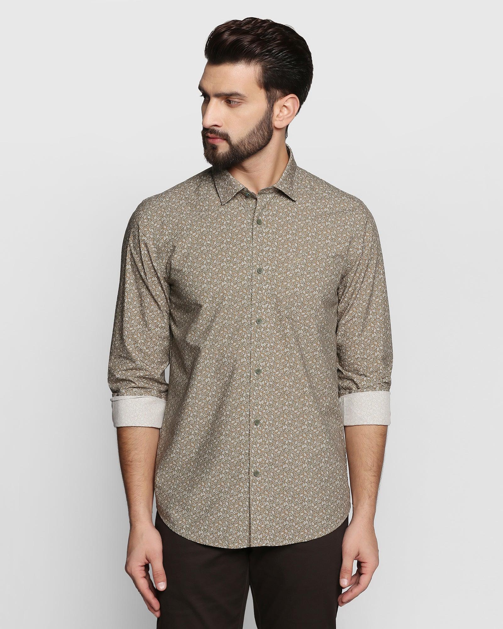Casual Olive Printed Shirt - Dunzo