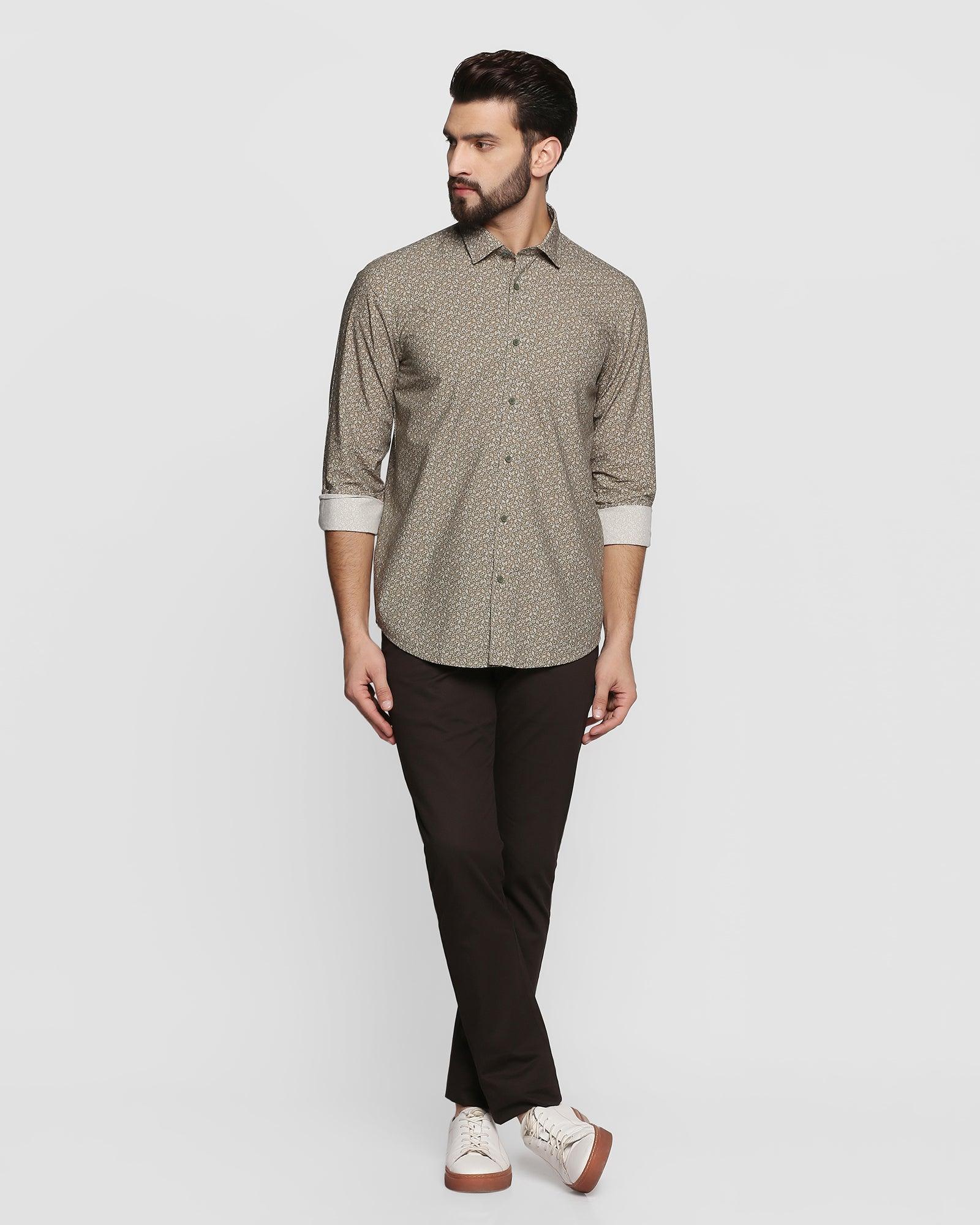 Casual Olive Printed Shirt - Dunzo