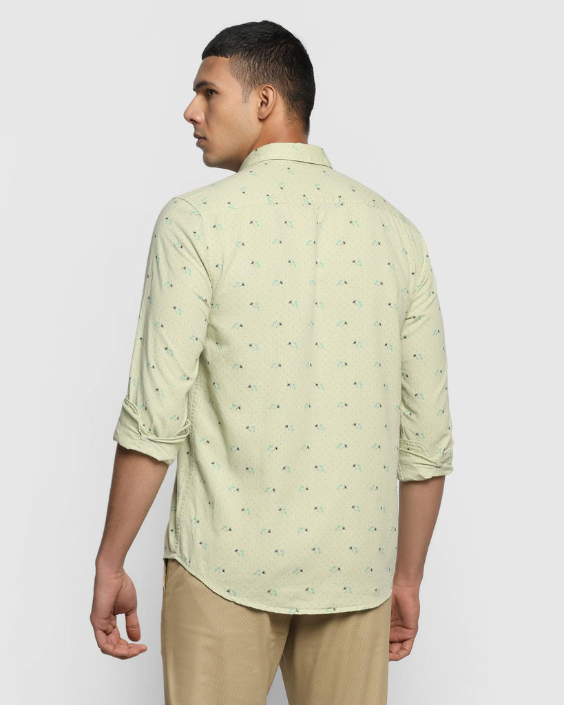 Linen Casual Olive Printed Shirt - Feng