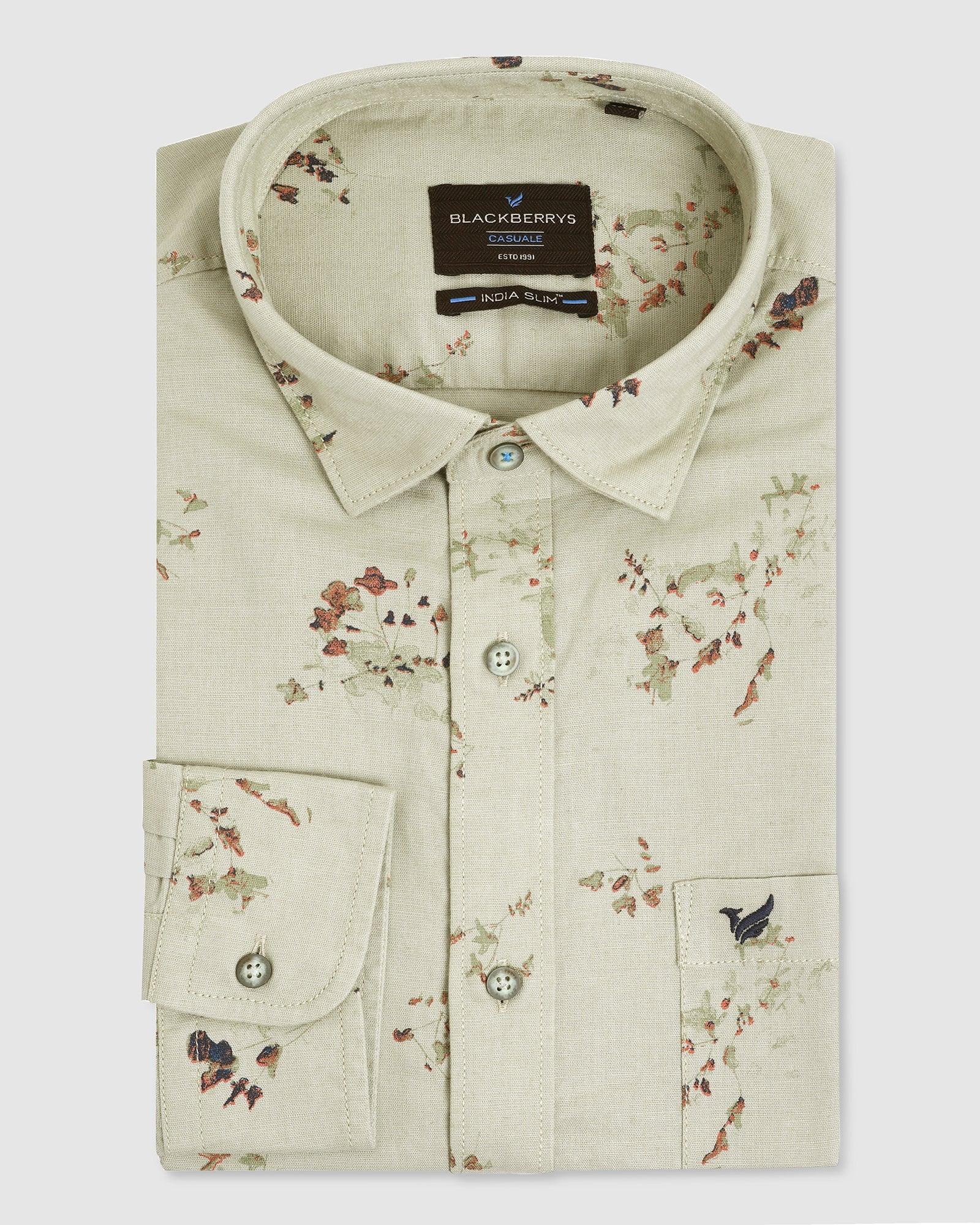 Casual Olive Printed Shirt - Santos