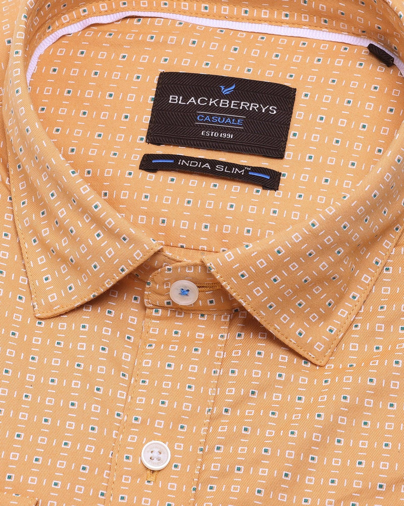 Casual Orange Printed Shirt - Juro