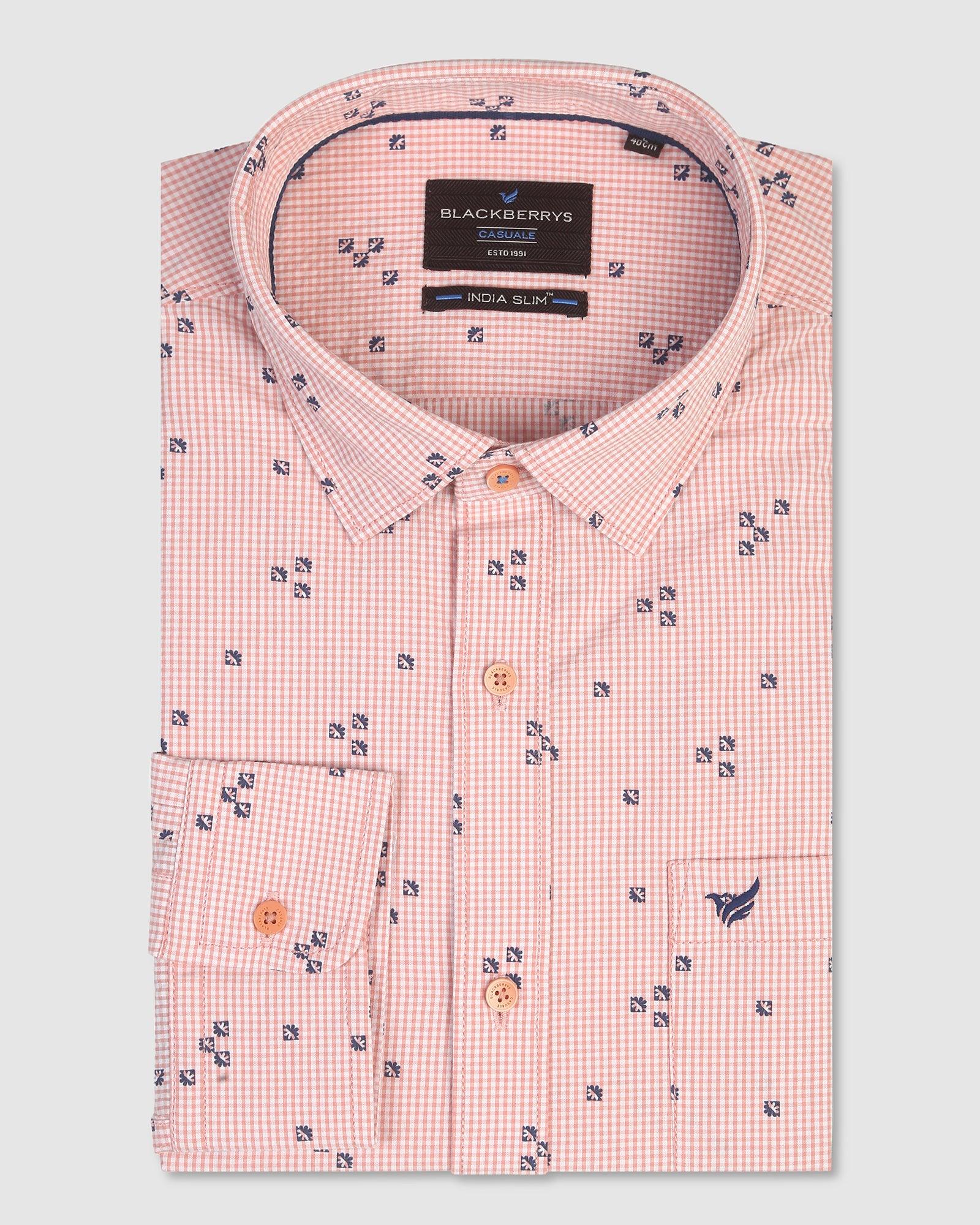 Casual Peach Printed Shirt - Minato