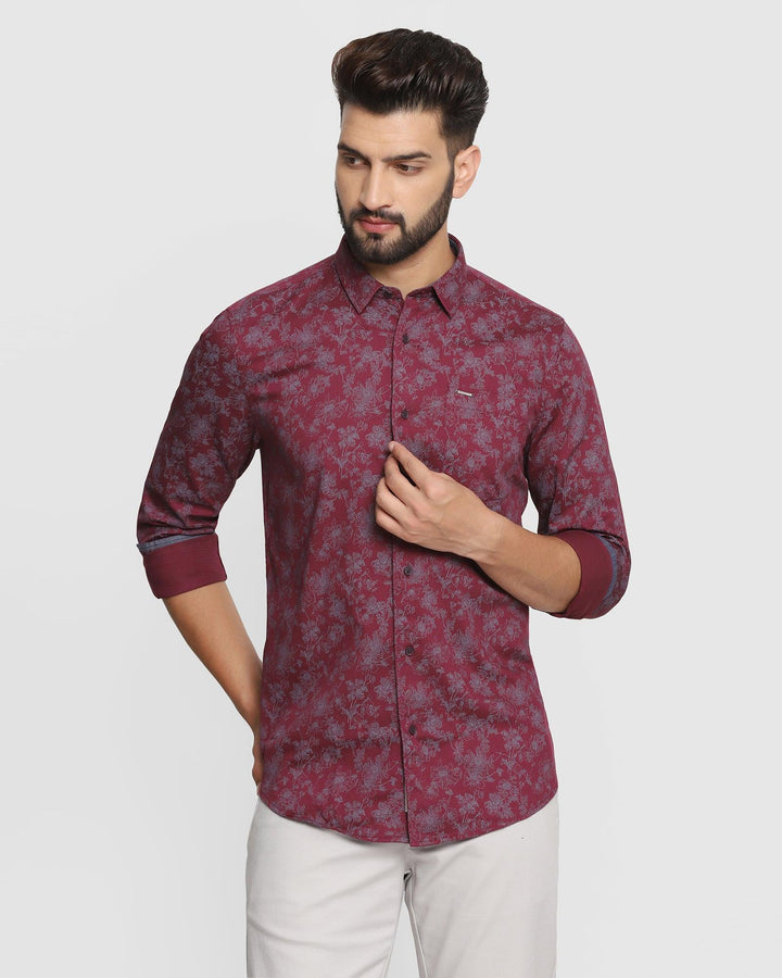 Casual Plum Printed Shirt - Austin