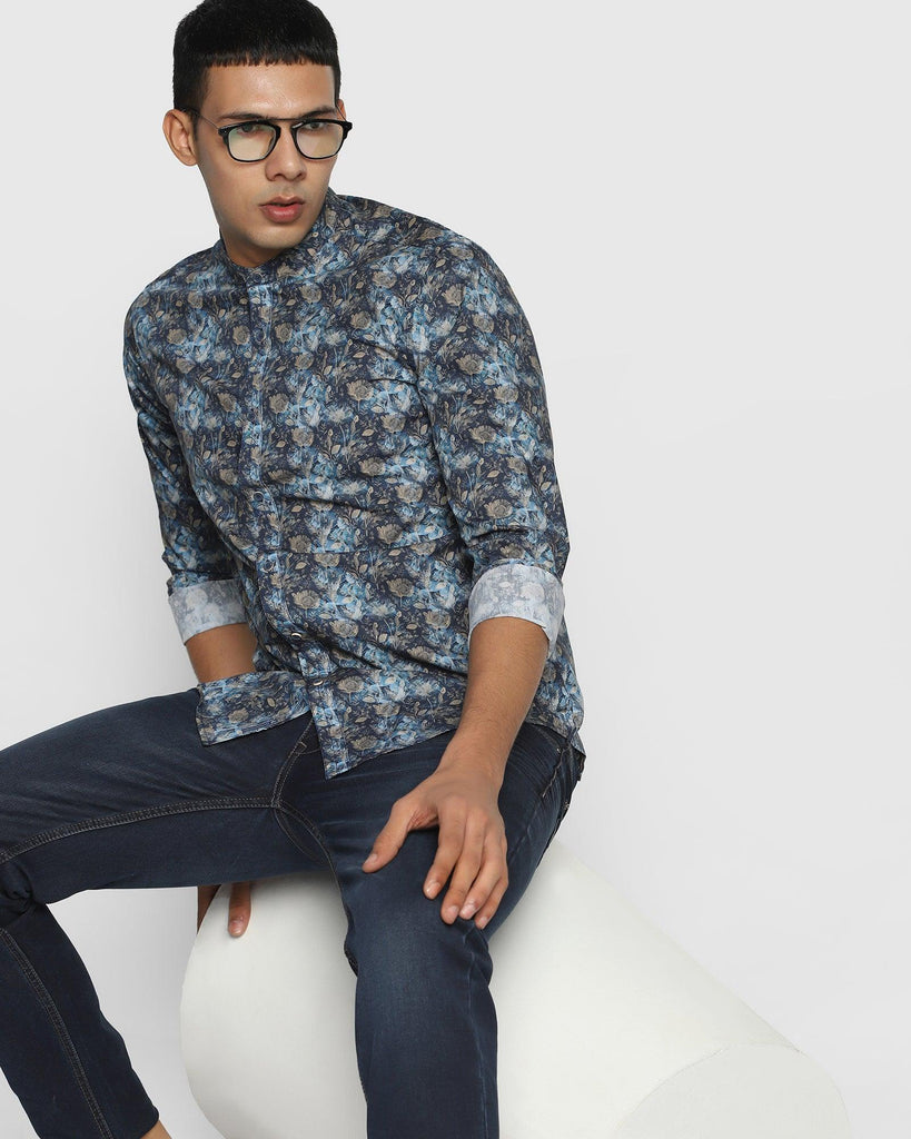 Casual Teal Printed Shirt - Elian