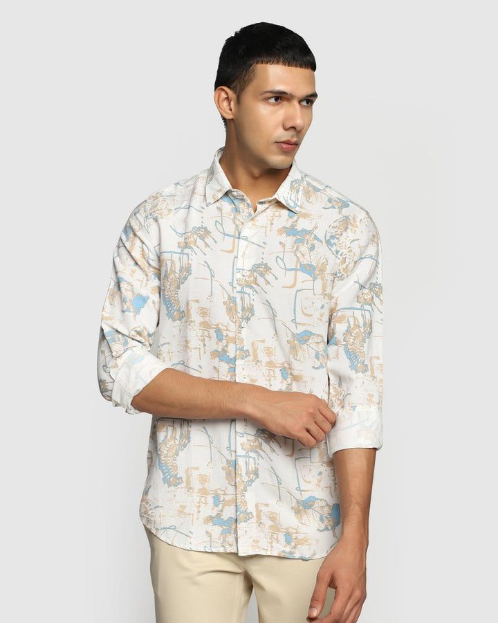 Casual White Printed Shirt - Glay