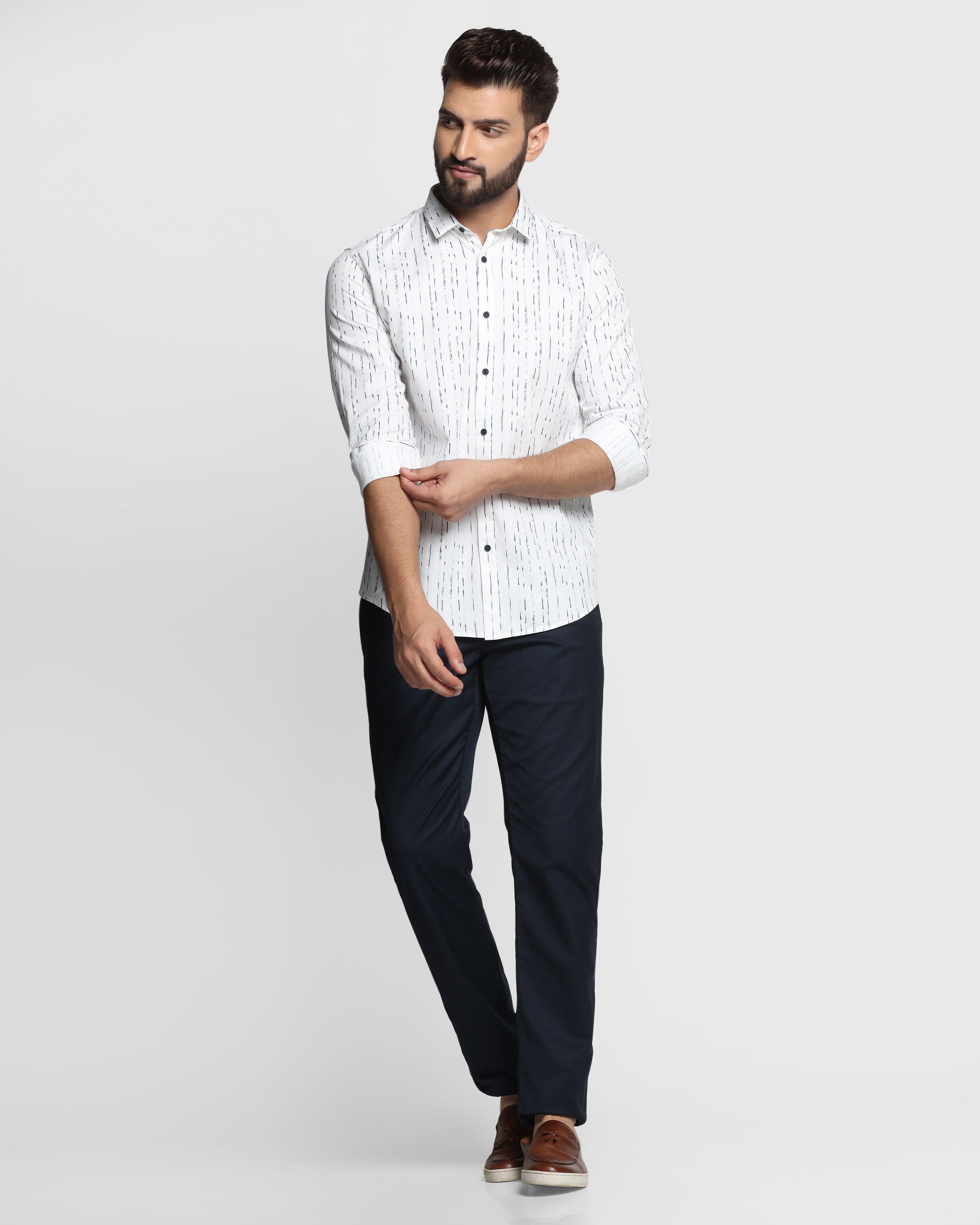 Printed Casual Shirt In White (Karizma) - Blackberrys