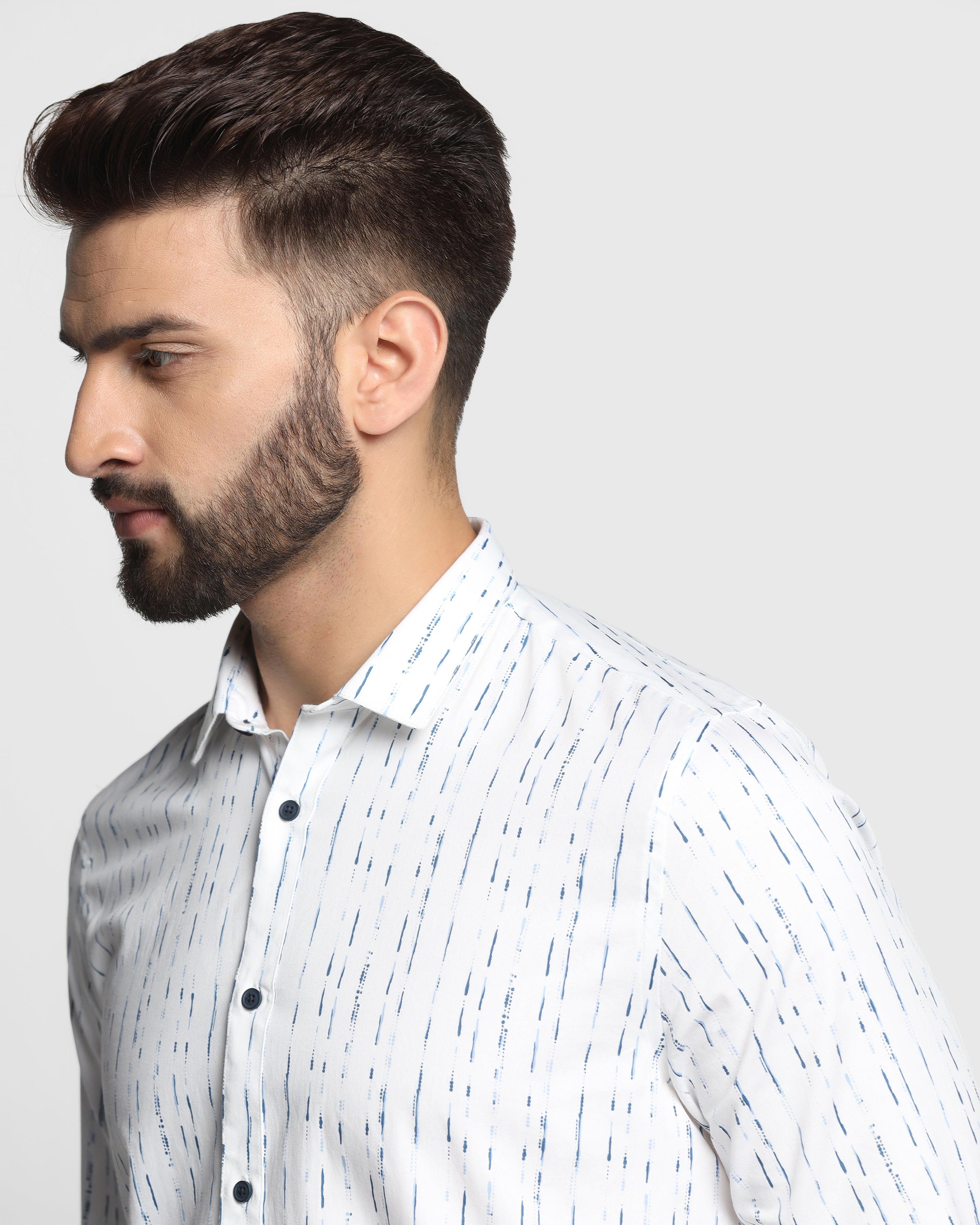 Printed Casual Shirt In White (Karizma) - Blackberrys