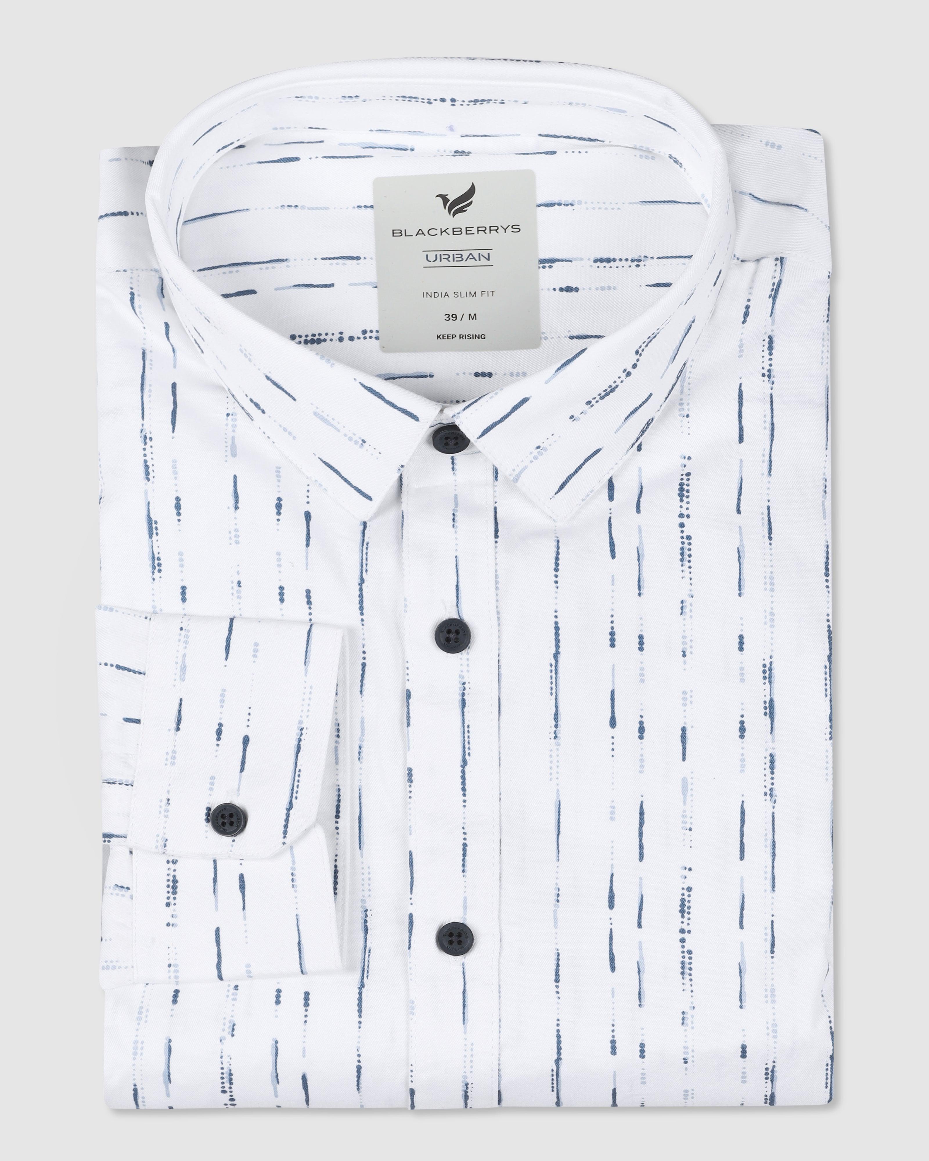 Printed Casual Shirt In White (Karizma) - Blackberrys