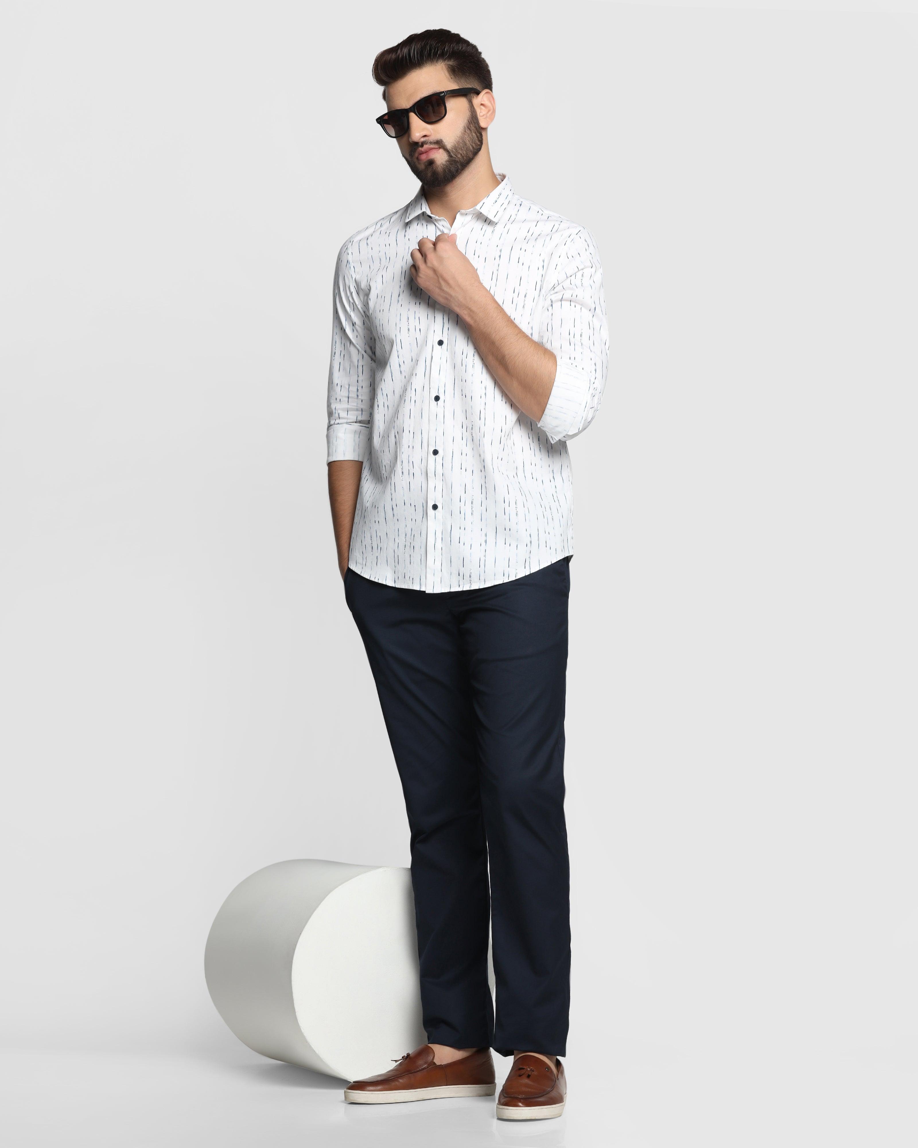 Printed Casual Shirt In White (Karizma) - Blackberrys