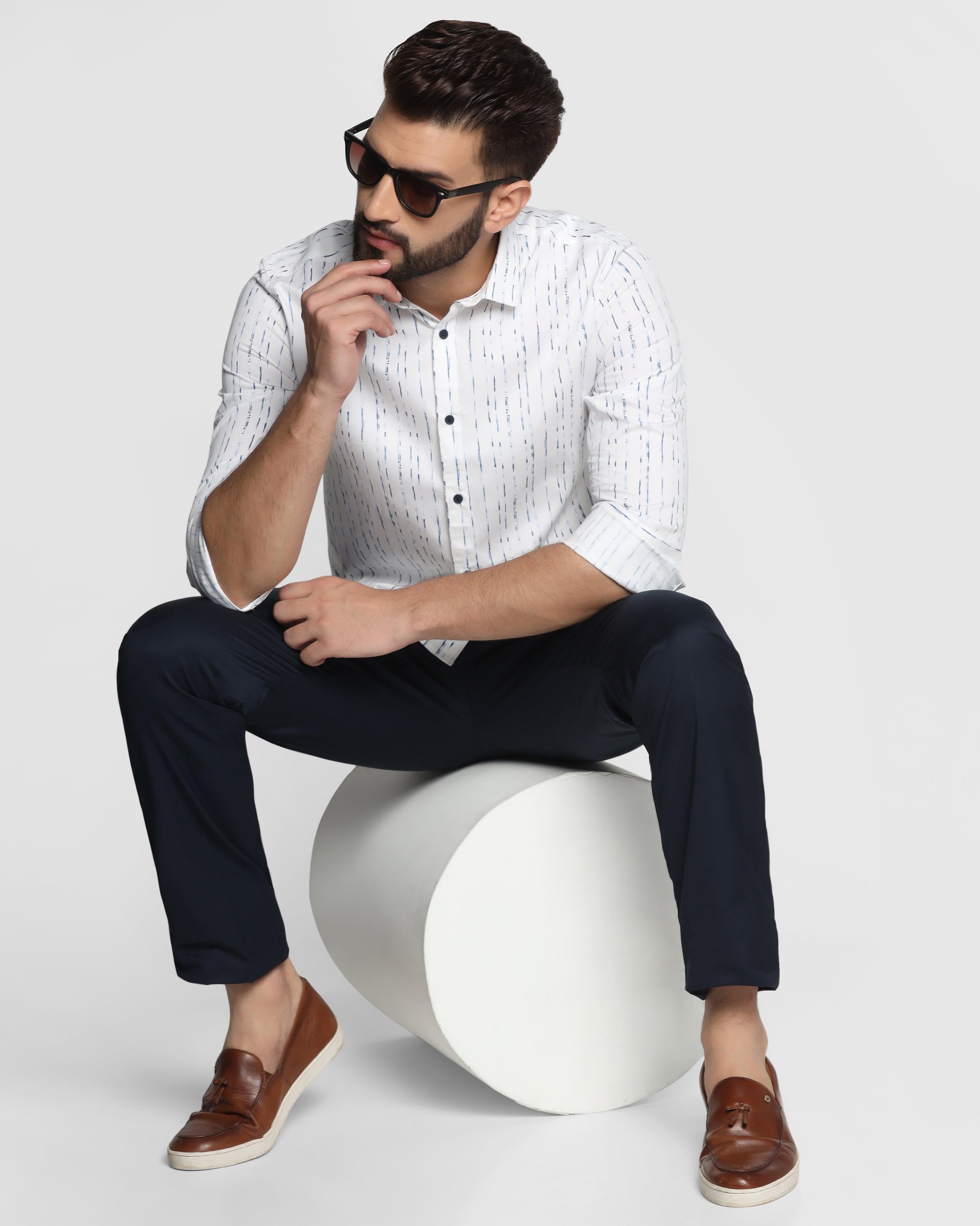 Printed Casual Shirt In White (Karizma) - Blackberrys