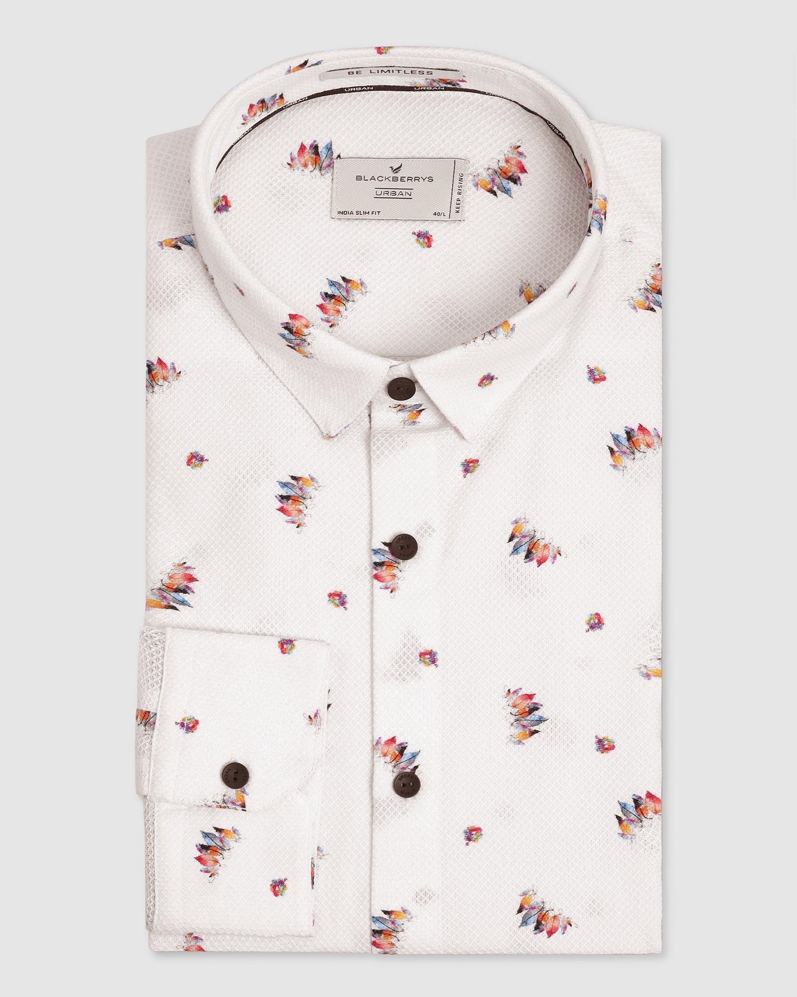 Casual White Printed Shirt - Ross