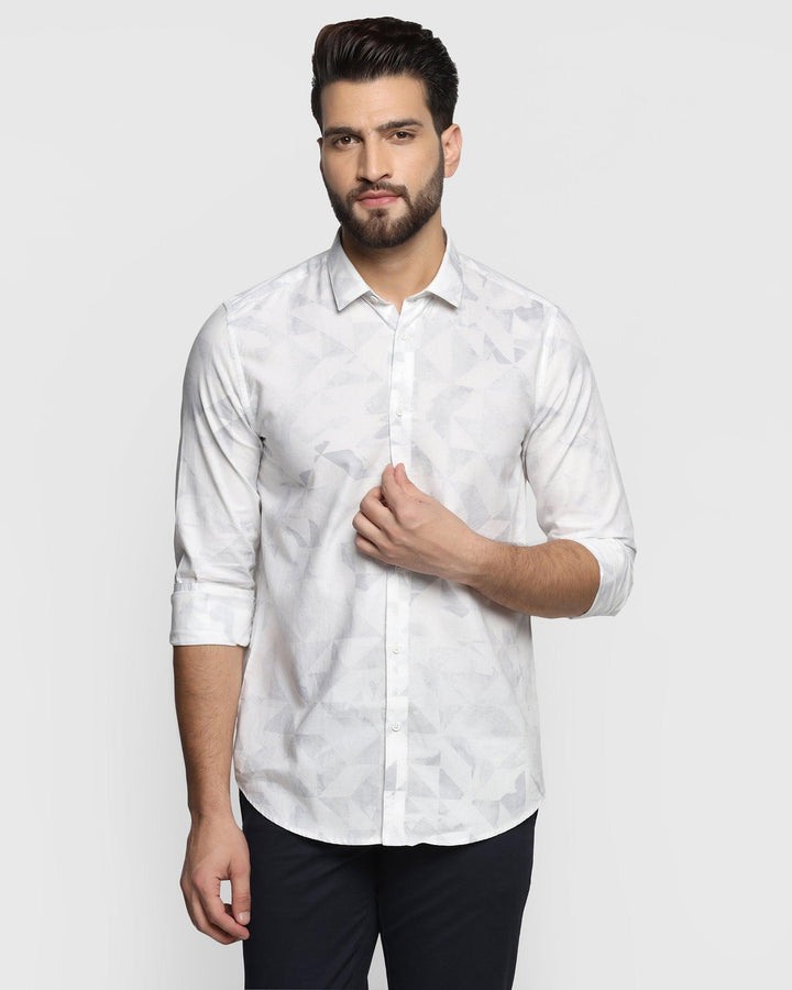 Casual White Printed Shirt - Sherry