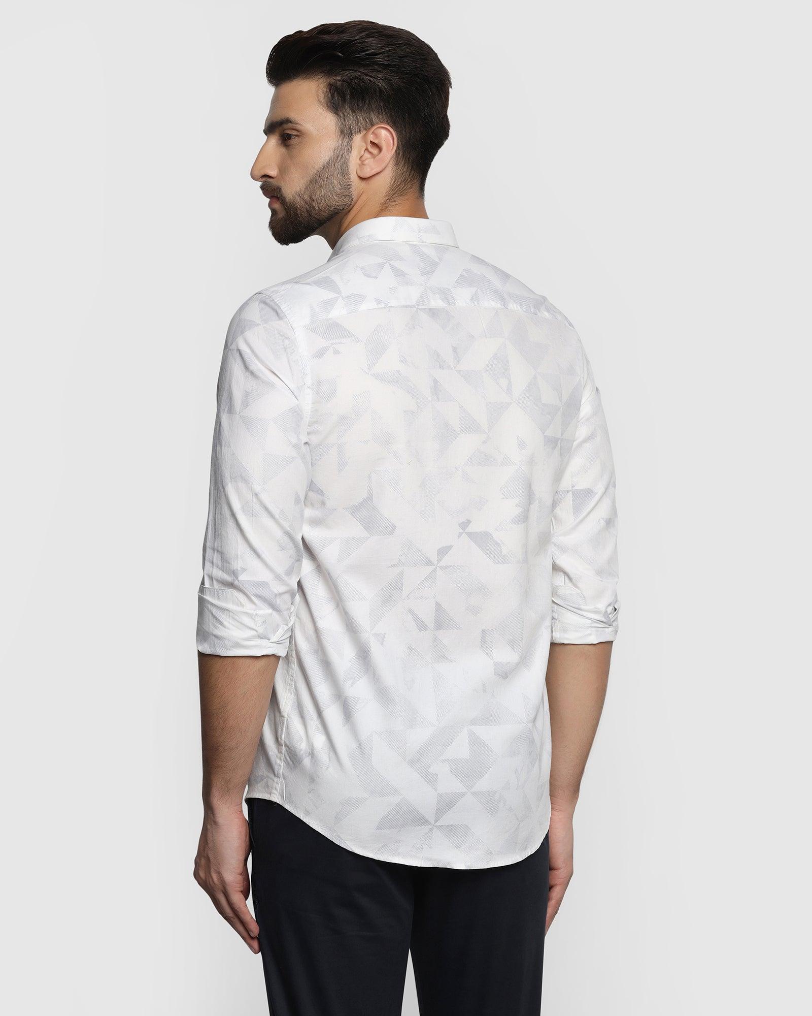 Casual White Printed Shirt - Sherry