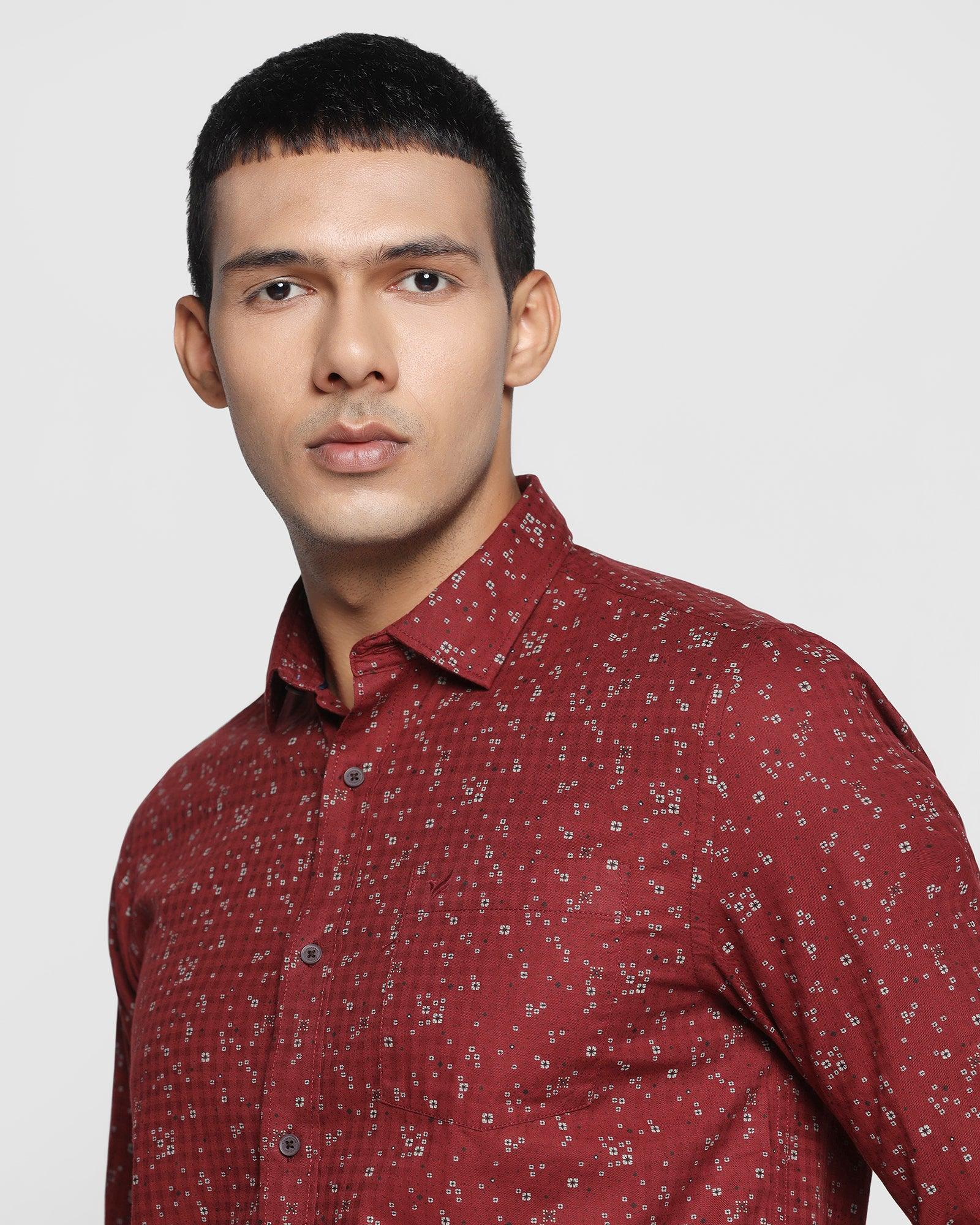 Casual Wine Printed Shirt - Dome