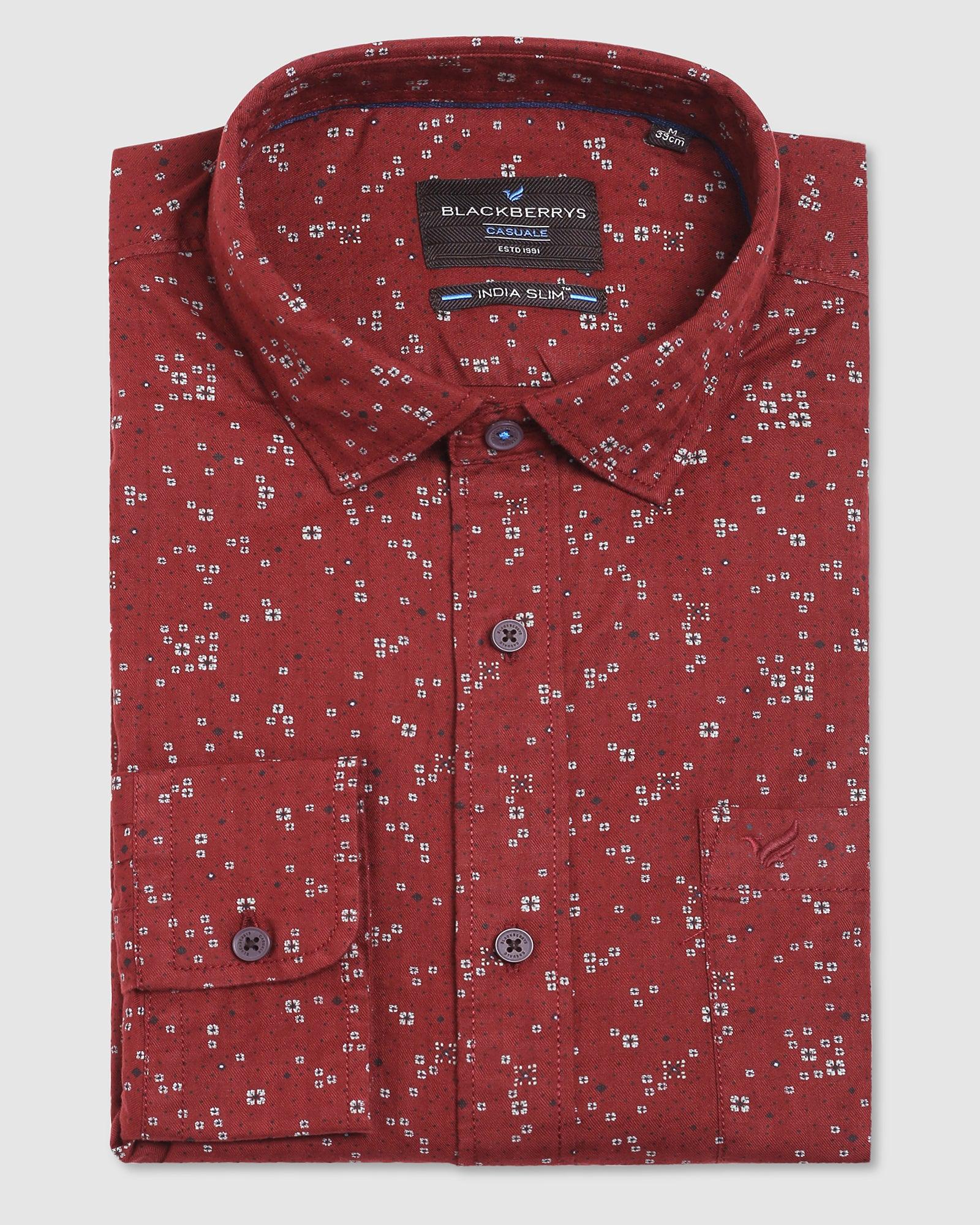 Casual Wine Printed Shirt - Dome