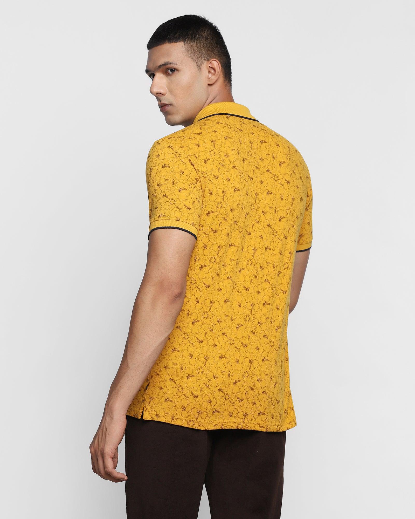 Polo Ochre Printed T Shirt - Hibiscus