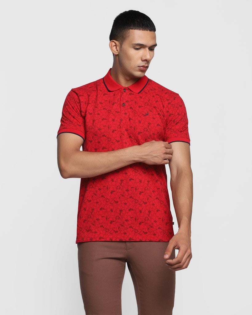 Polo Red Printed T-Shirt - Hibiscus