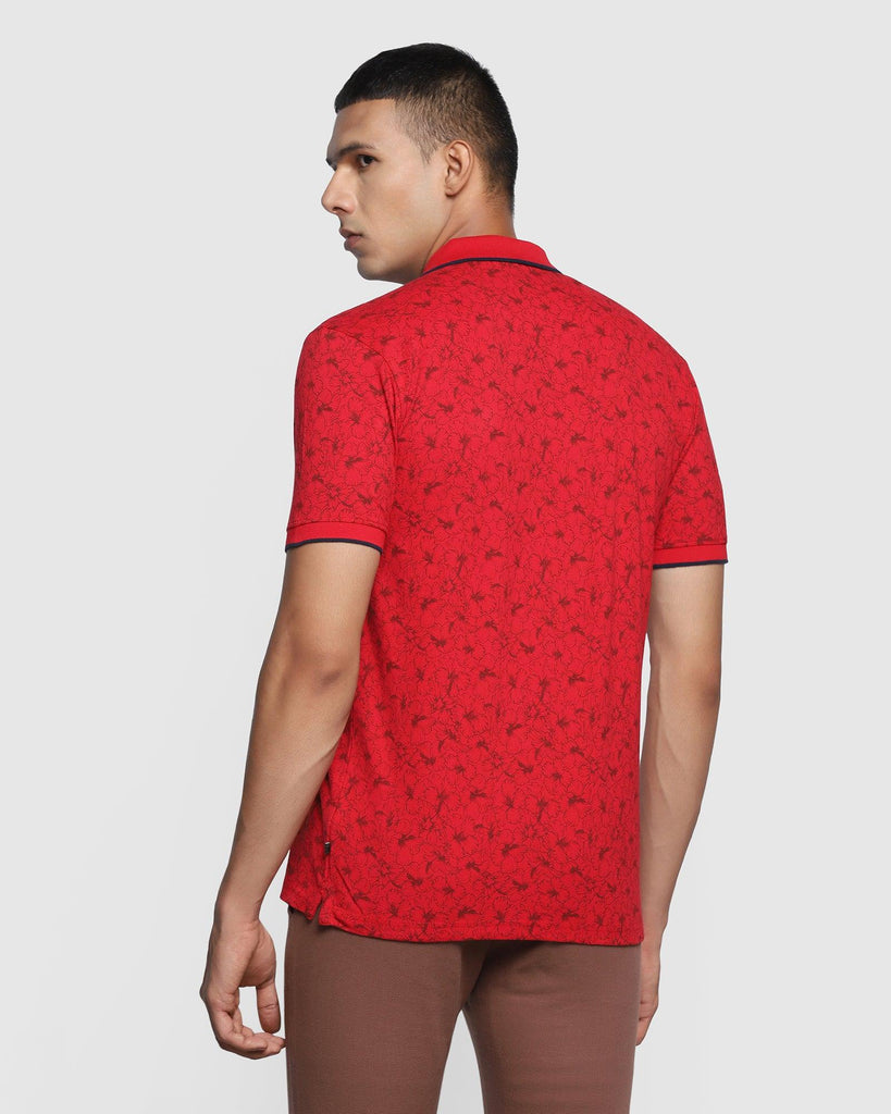 Polo Red Printed T-Shirt - Hibiscus