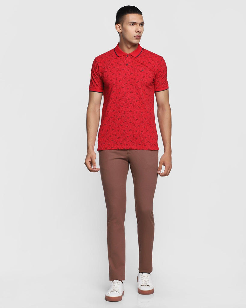 Polo Red Printed T-Shirt - Hibiscus