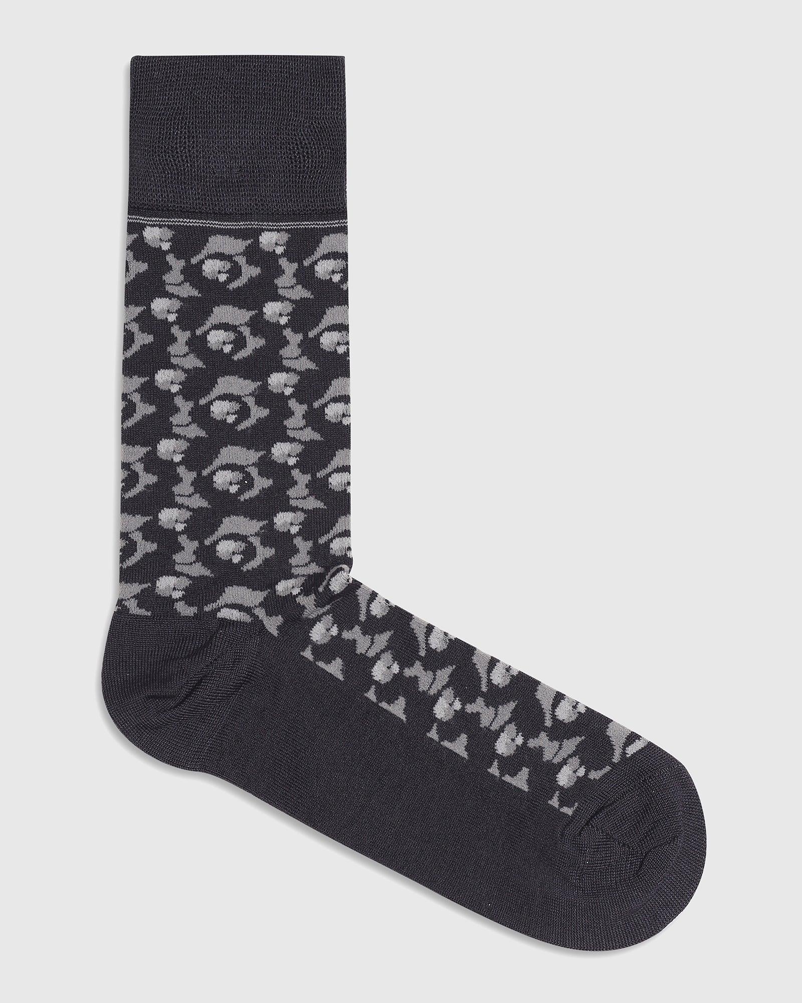 Cotton Ash Grey Printed Socks - Quitman