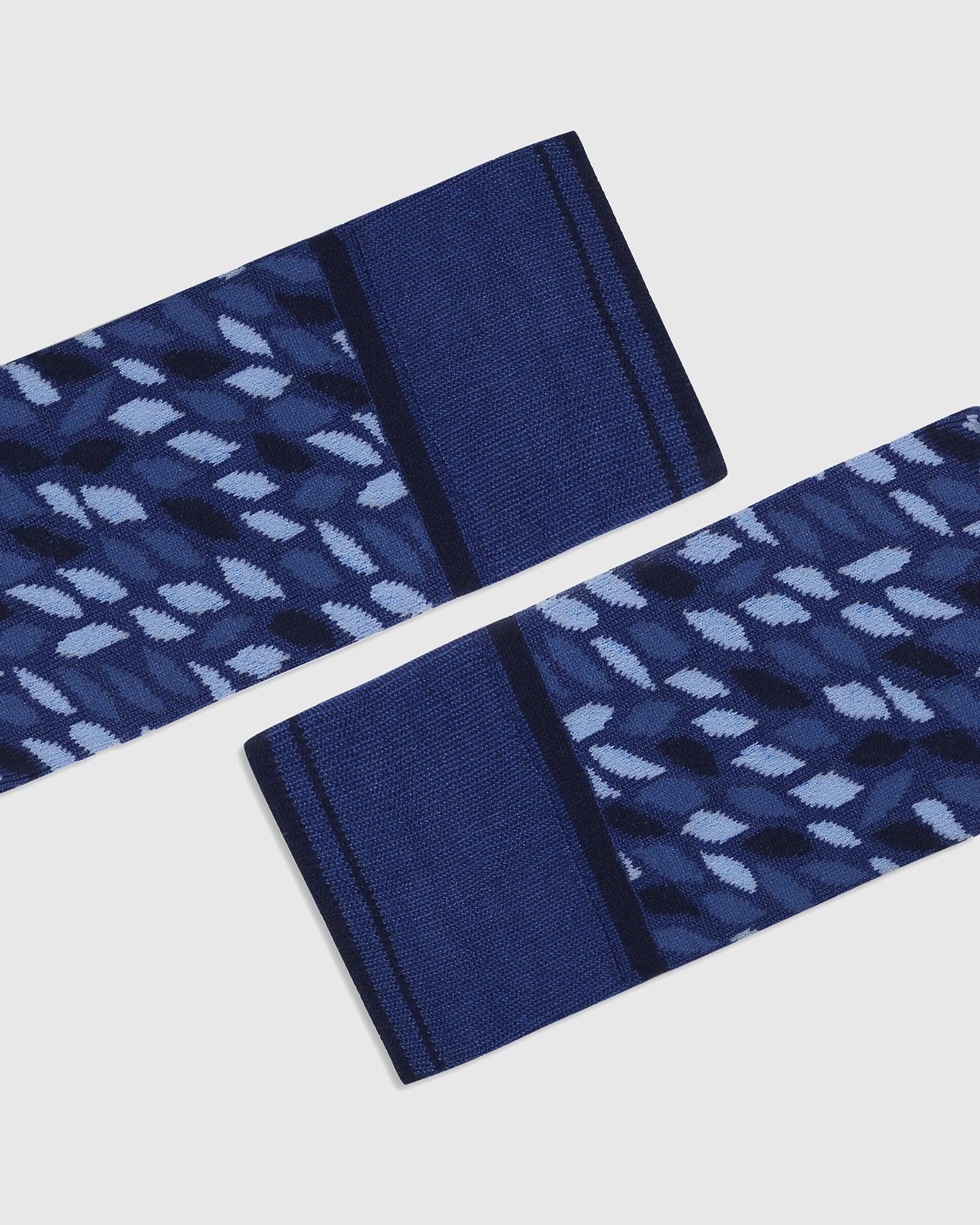 Cotton Blue Printed Socks - Qais