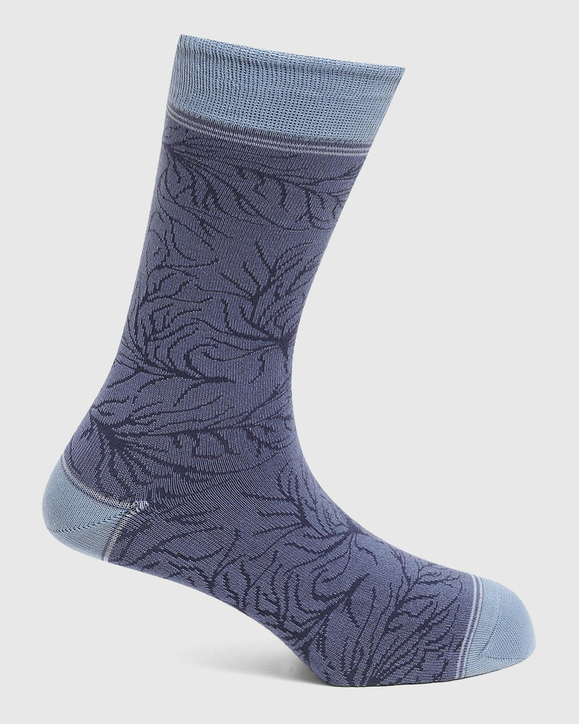 Cotton Blue Printed Socks - Quintus