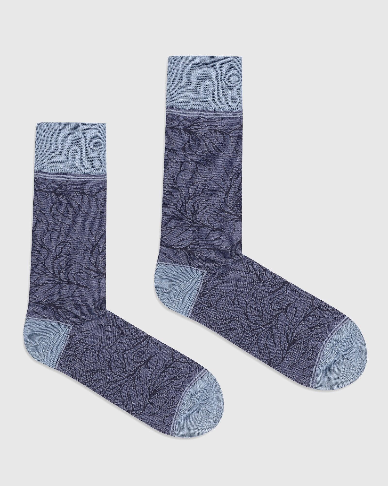 Cotton Blue Printed Socks - Quintus